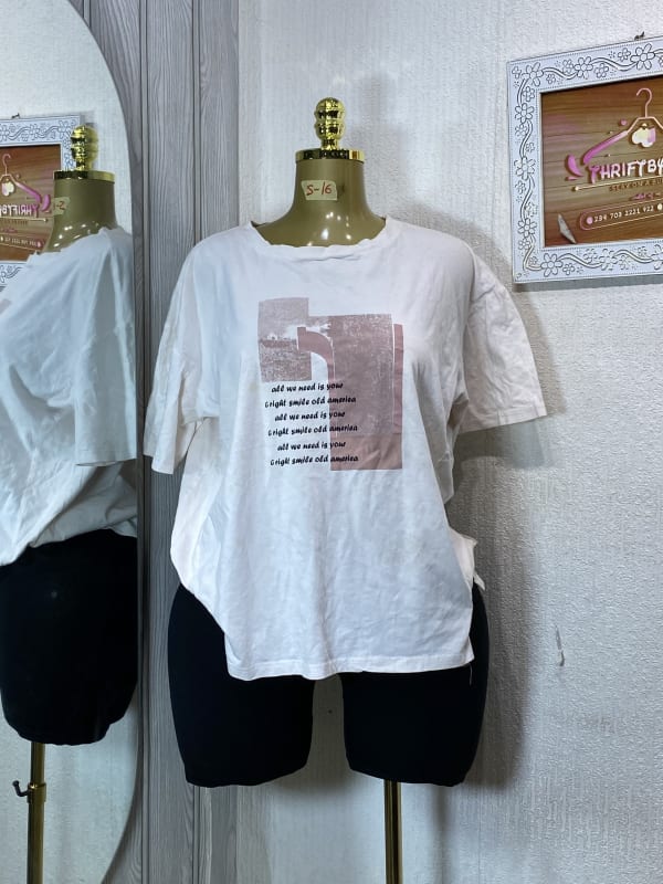 Casual White Graphic Print Cotton T-Shirt