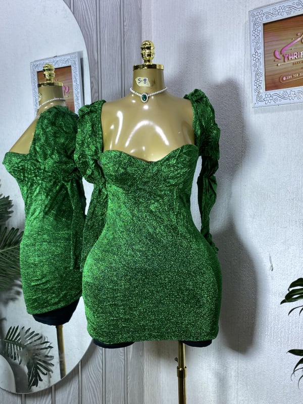 Emerald Green Glitter Bodycon Party Mini Dress