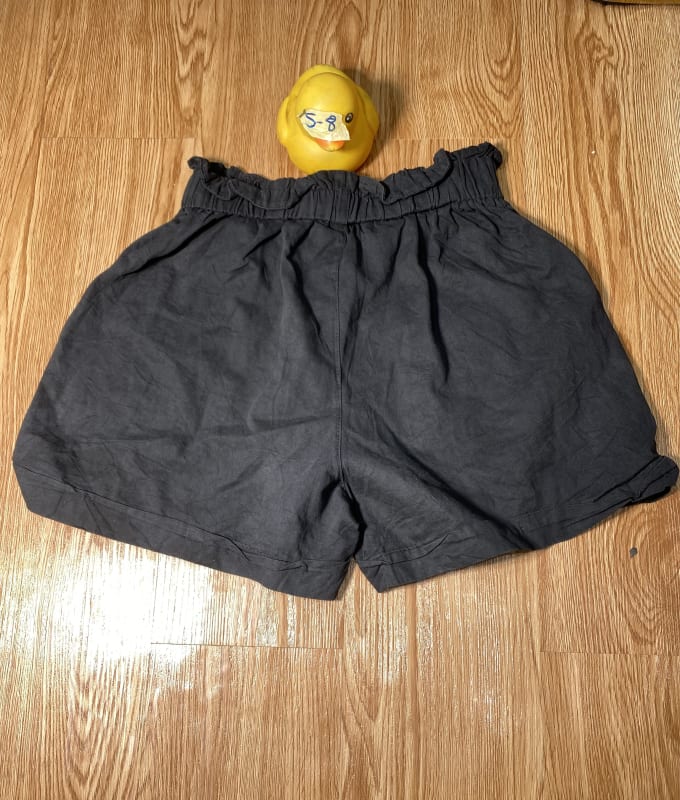 Women's High-Waist Paperbag Waist Casual Shorts in Charcoal