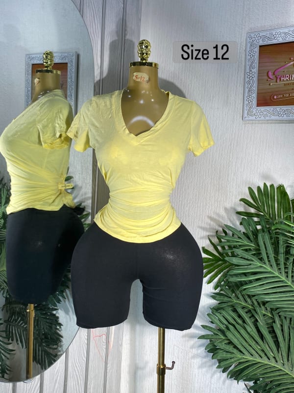 Women's Yellow V-Neck T-Shirt Size 12