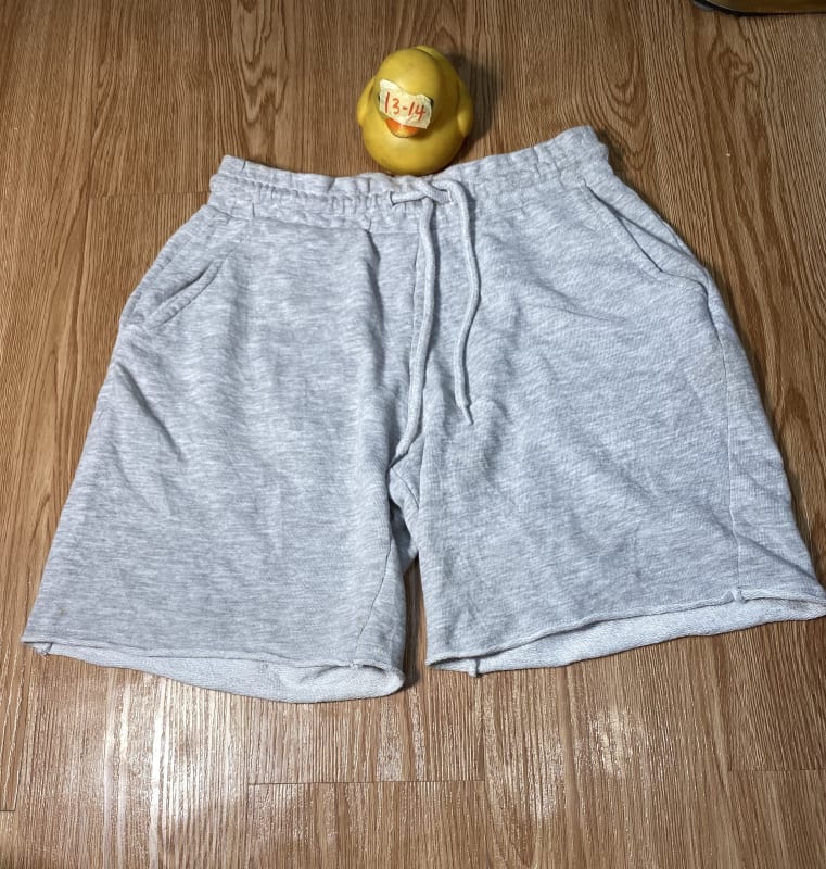 Unisex Grey Fleece Drawstring Lounge Shorts