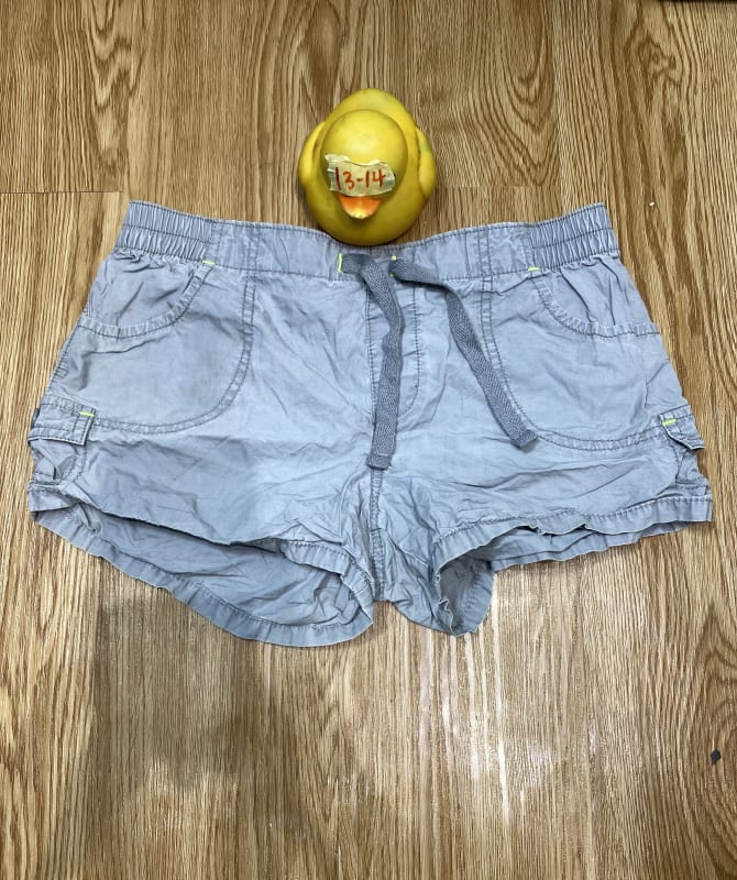 Girls Casual Gray Utility Shorts with Drawstring Waist
