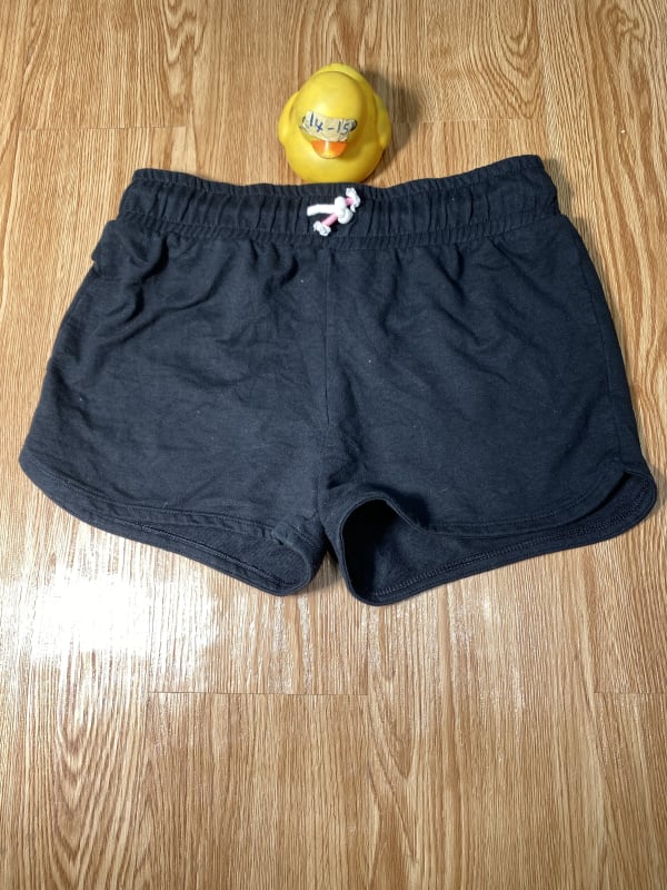 Girls Black Athletic Running Shorts with Drawstring
