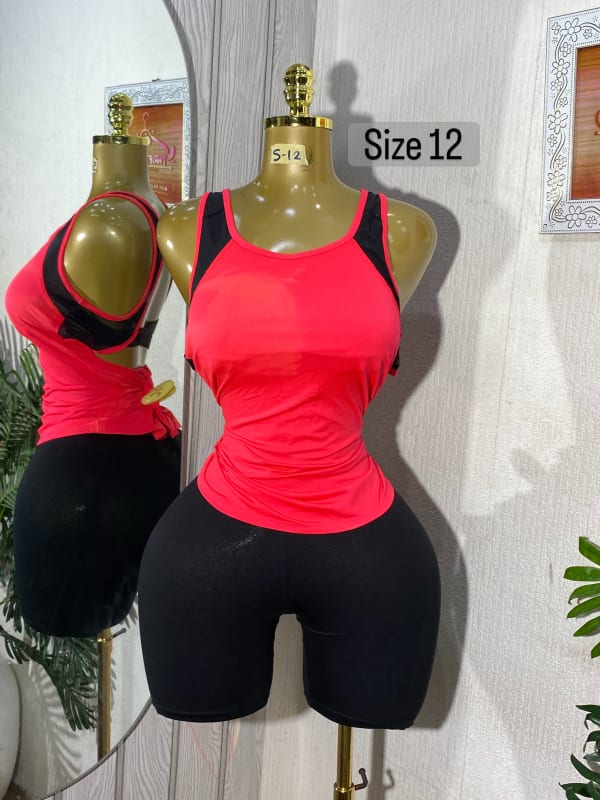 Women's Neon Pink and Black Athletic Tank Top