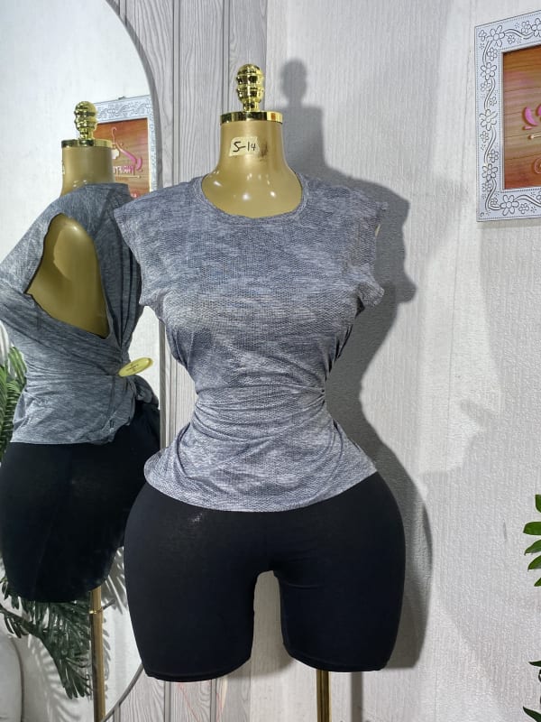 Women's Grey Textured Athletic Workout Muscle Tank Top