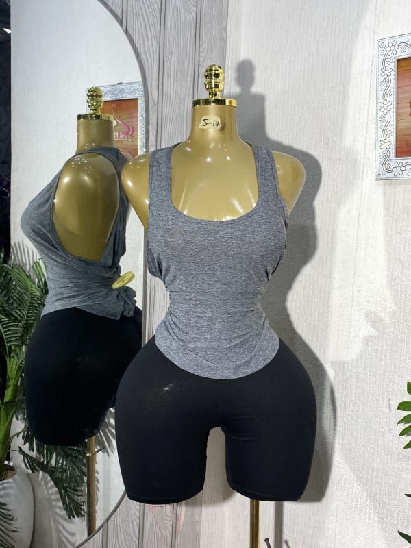 Women's Grey Racerback Workout Tank Top
