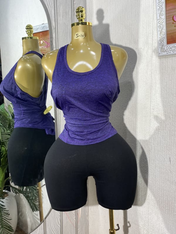 Women's Purple Athletic Tank Top Racerback Workout Shirt