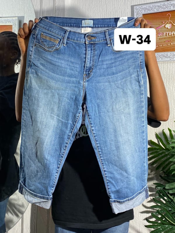 Women's Mid-Rise Blue Denim Capri Jeans - Size 34