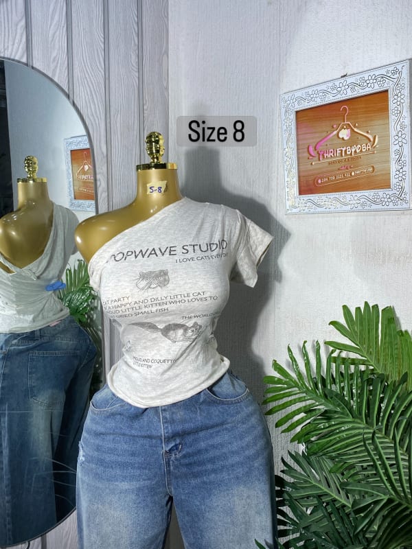 Topwave Studio Graphic Print Off-Shoulder Top - Size 8