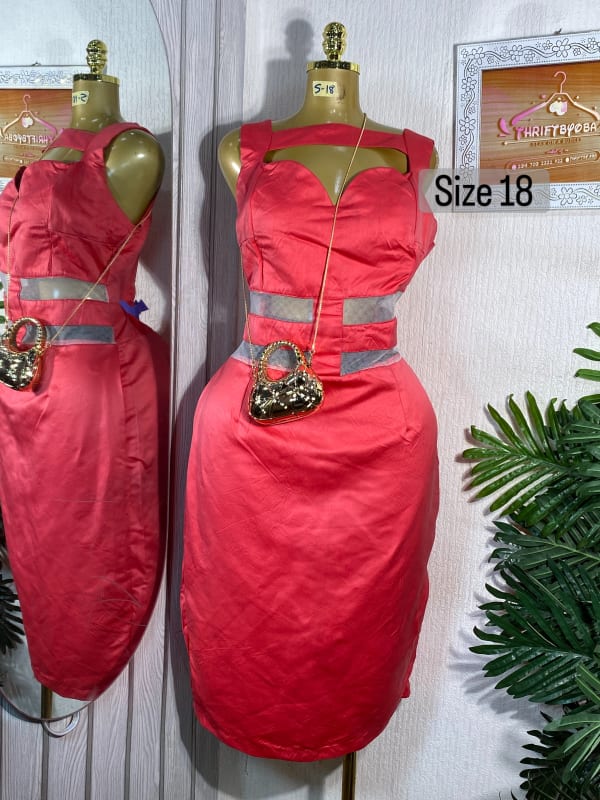 Stunning Coral Cutout Midi Dress - Size 18