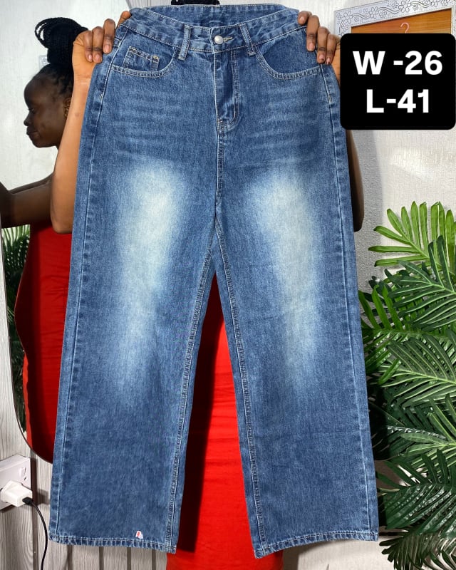 Women's High-Waisted Wide Leg Medium Wash Denim Jeans
