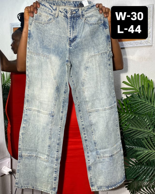 Acid Wash Wide-Leg Paneled Denim Jeans