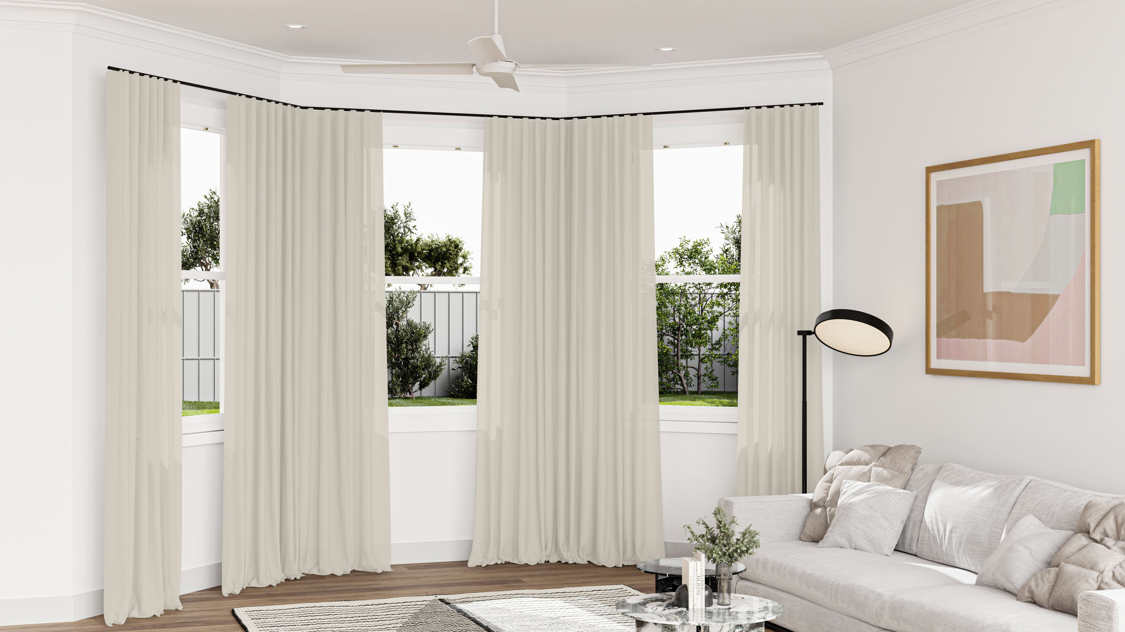 Kyoto Sheer Box and Bay Curtain in Linen