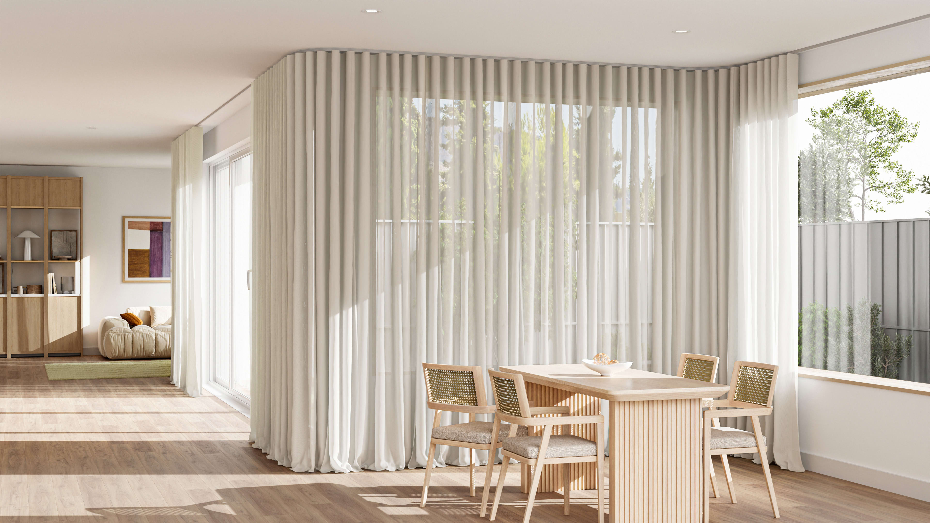 Burleigh Sheer Curved Curtain in Shell