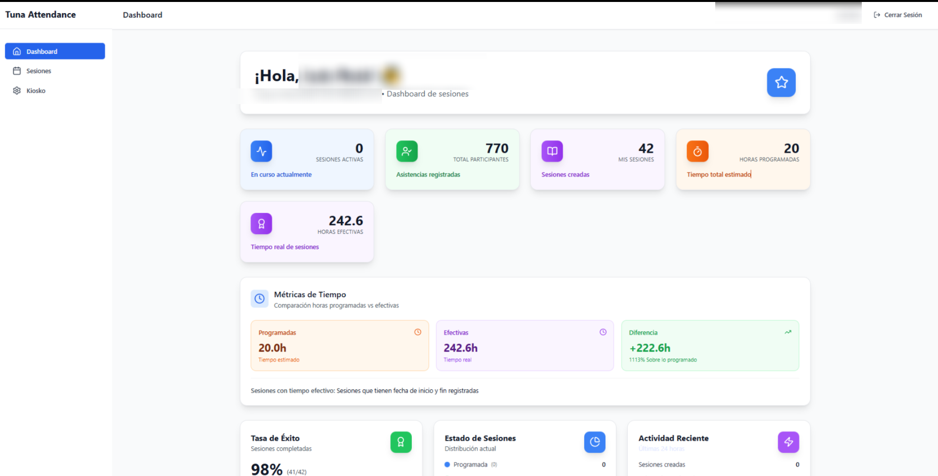 Attendance and training dashboards