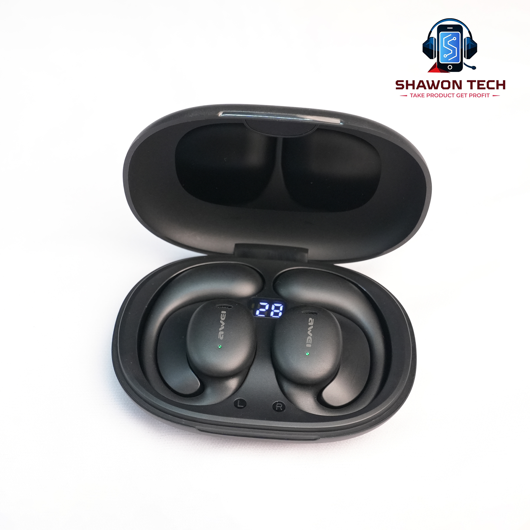 Awei T80 Air Conduction Wireless Sport Earphones – Bluetooth 5.4 with LED Display