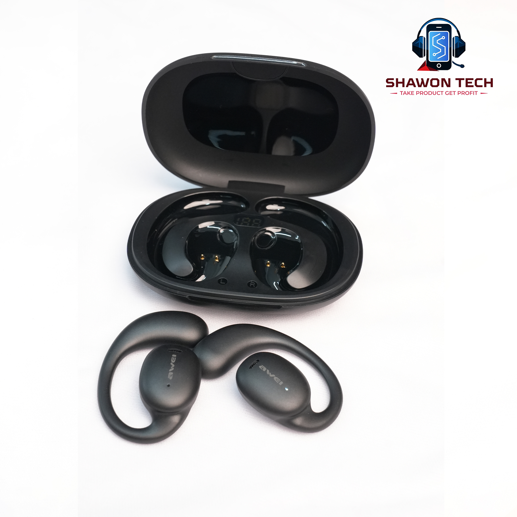Awei T80 Air Conduction Wireless Sport Earphones – Bluetooth 5.4 with LED Display