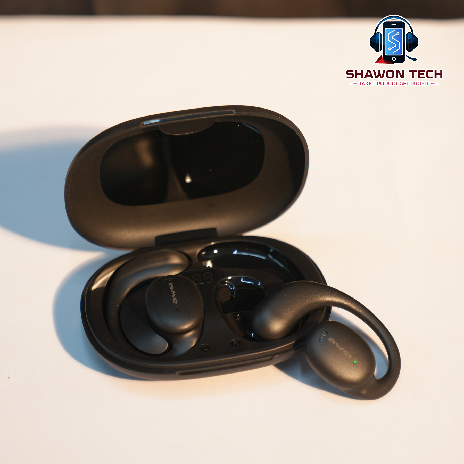 Awei T80 Air Conduction Wireless Sport Earphones – Bluetooth 5.4 with LED Display
