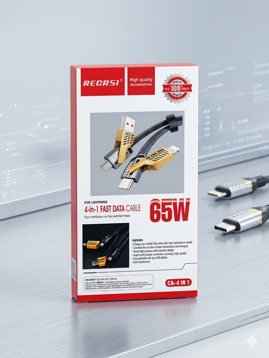 RECRSI 65W 4 in 1 fast Charging Data Cable