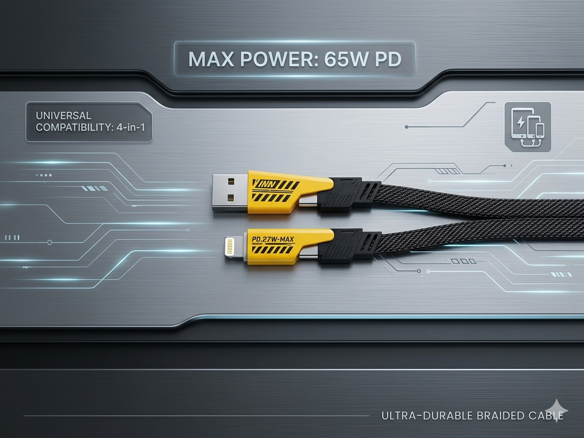 RECRSI 65W 4 in 1 fast Charging Data Cable