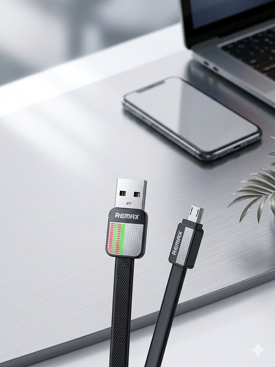 Remax Metal RC-044m platinum USb (Type B) Data Cable- Fast Charger