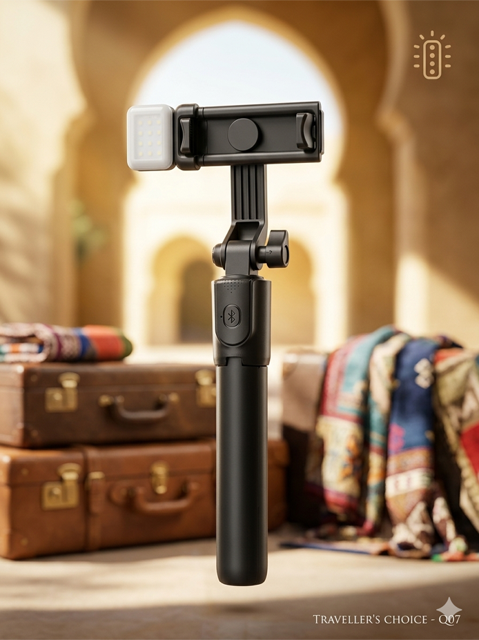R1S Bluetooth Integrated Selfie Stick with Light and Bluetooth Remote Control