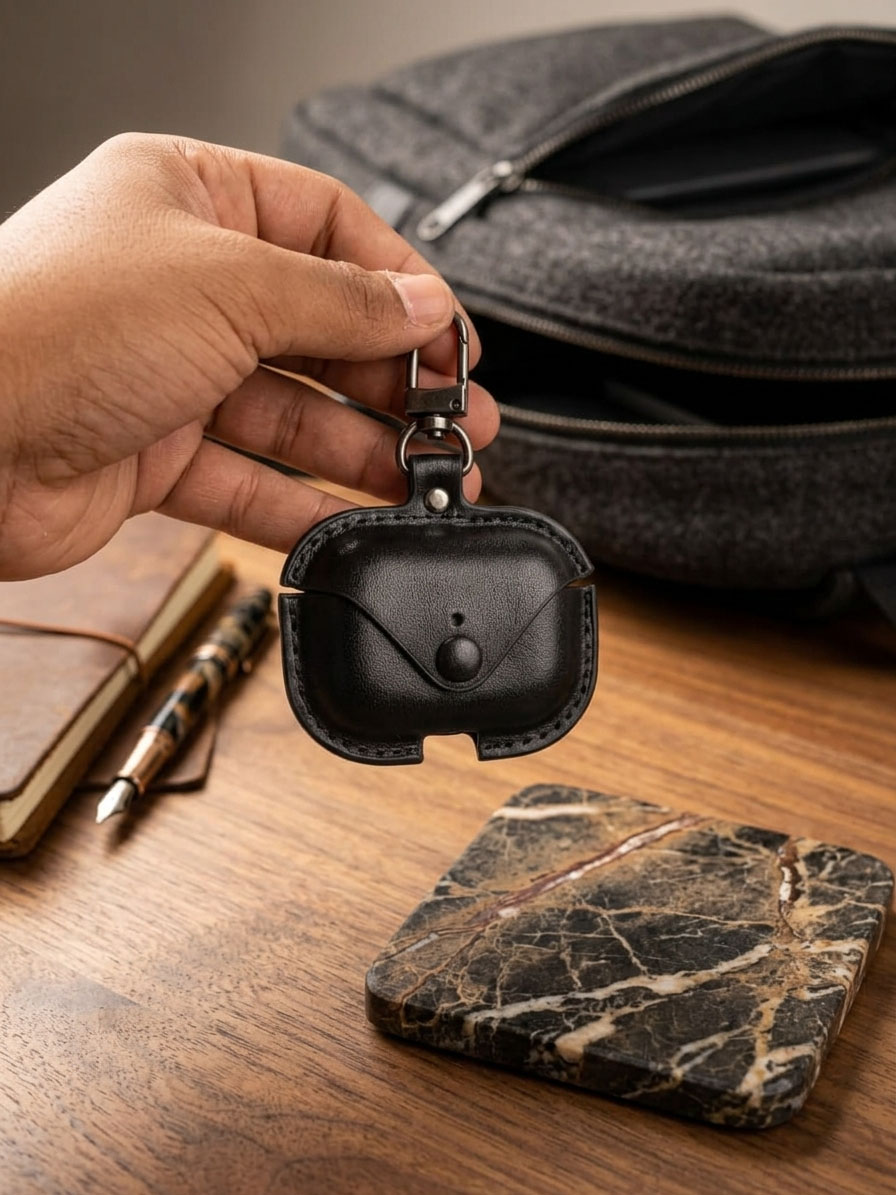 AirPods Pro Magnet Leather PU Case with Hook For apple Air Pods Pro