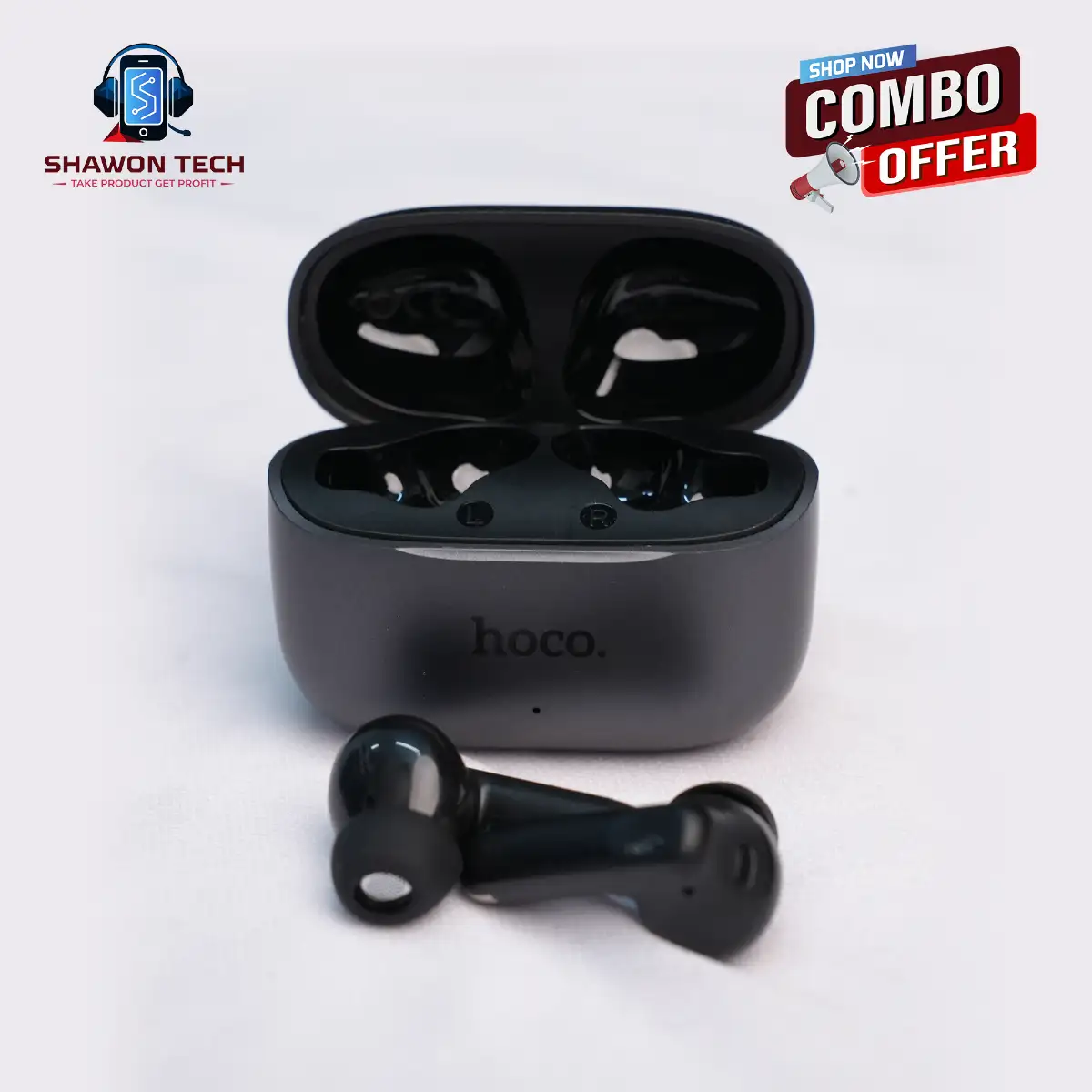 Special Combo Hoco EQ27 Airbuds &Ven-Dens VD-PB061 Power Bank + Free T-Shirt
