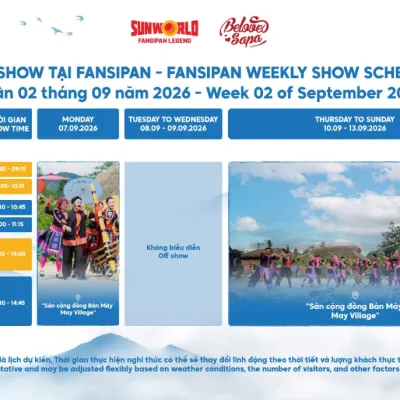 Hình ảnh bài viết: Lịch Show Biểu Diễn Fansipan Tuần 02 Tháng 09 Năm 2026 Mới Nhất & Hướng Dẫn Đặt Vé Cáp Treo Sa Pa Không Chờ Đợi