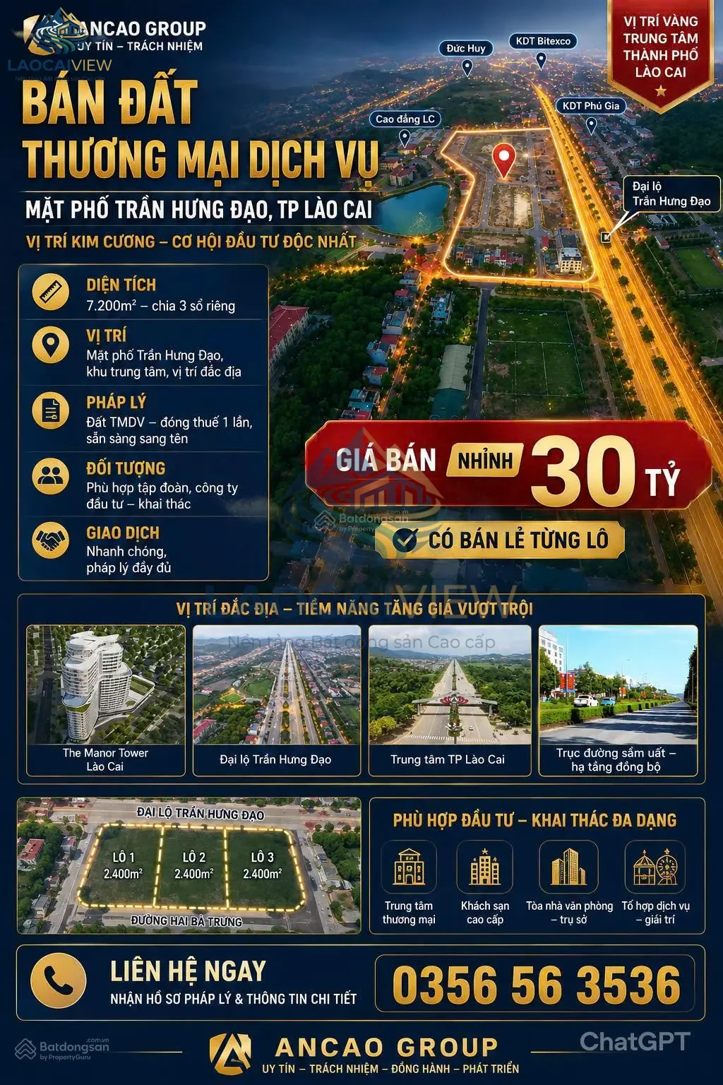 Bán Đất Thương Mại Dịch Vụ Mặt Phố Trần Hưng Đạo, Lào Cai - Diện Tích 7.200m², Giá 30 Tỷ, Vị Trí Đắc Địa