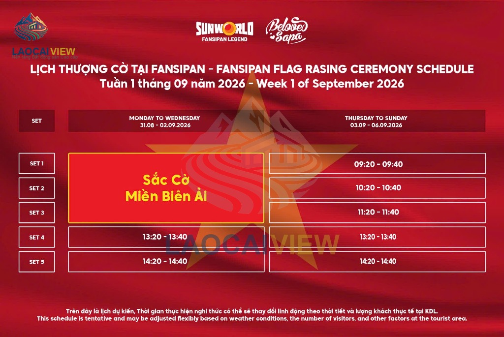 Lịch Nghi Lễ Thượng Cờ Thiêng Liêng Trên Đỉnh Fansipan Tuần 1 Tháng 9/2026: Tự Hào 'Sắc Cờ Miền Biên Ải' Đại Lễ 2/9
