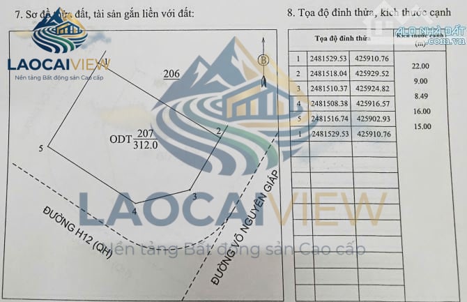 Hình ảnh bất động sản liên quan: Bán Đất Lô Góc 312m2 Mặt Đường Võ Nguyên Giáp TP Lào Cai Giá Rẻ
