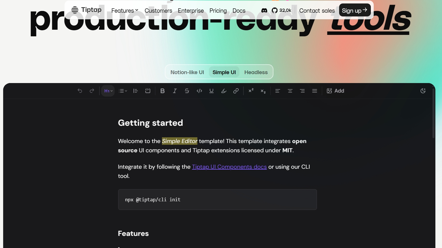 Best Rich Text & Markdown Custom Editor with Tiptap for React/Next.js