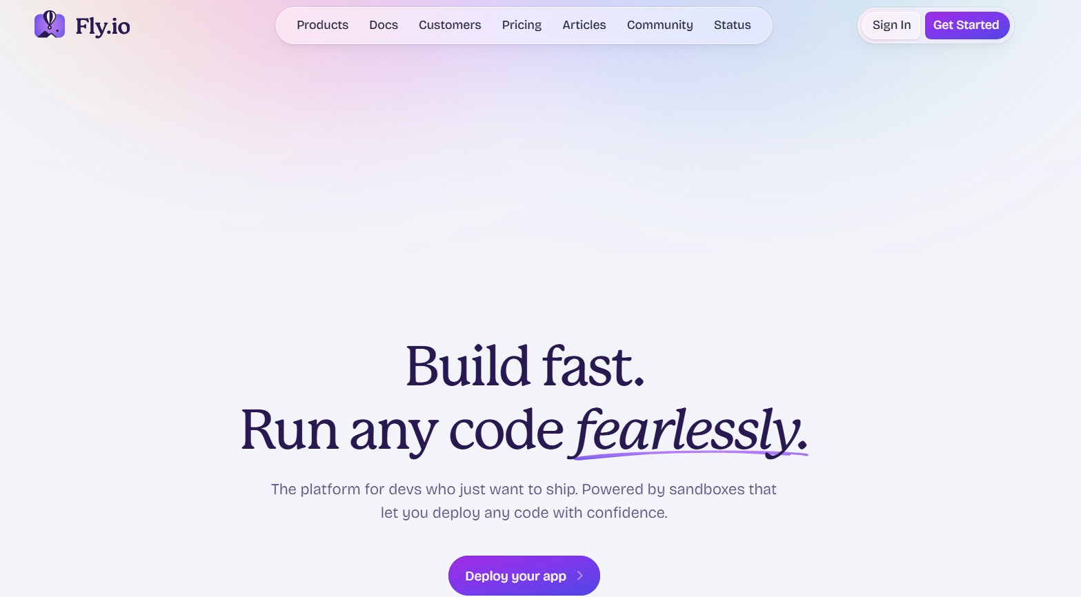 fly.io one click deploy page