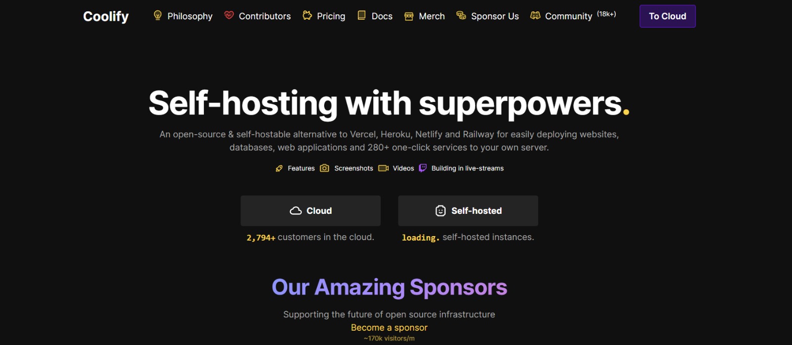 coolify landing page