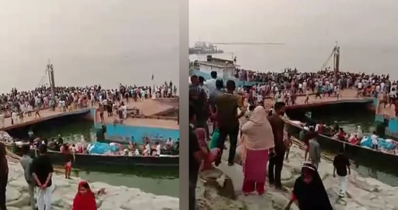 দৌলতদিয়া ঘাটে ফেরিতে ওঠার সময় বাস নদীতে, বহু যাত্রী নিখোঁজ