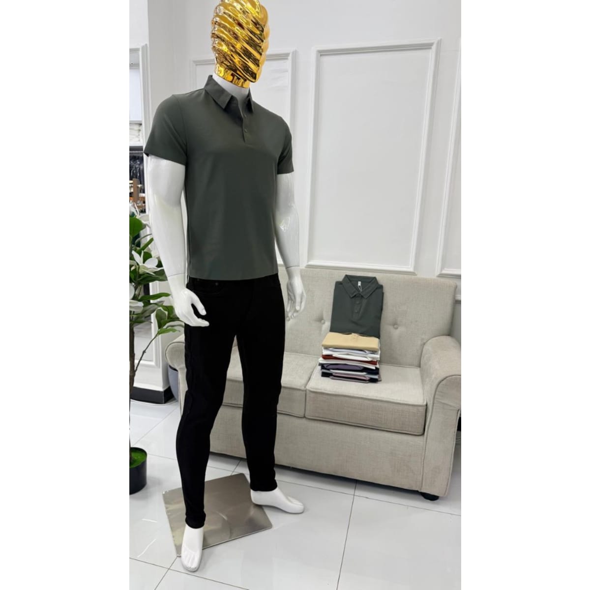 OLIVE GREEN CLASSIC KNITTED POLO