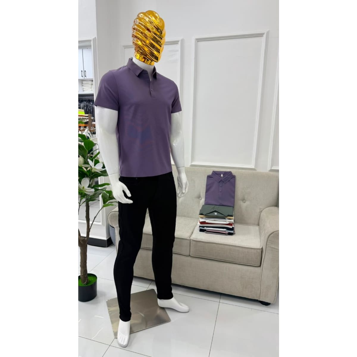 PURPLE KNITTED POLO — PE 02
