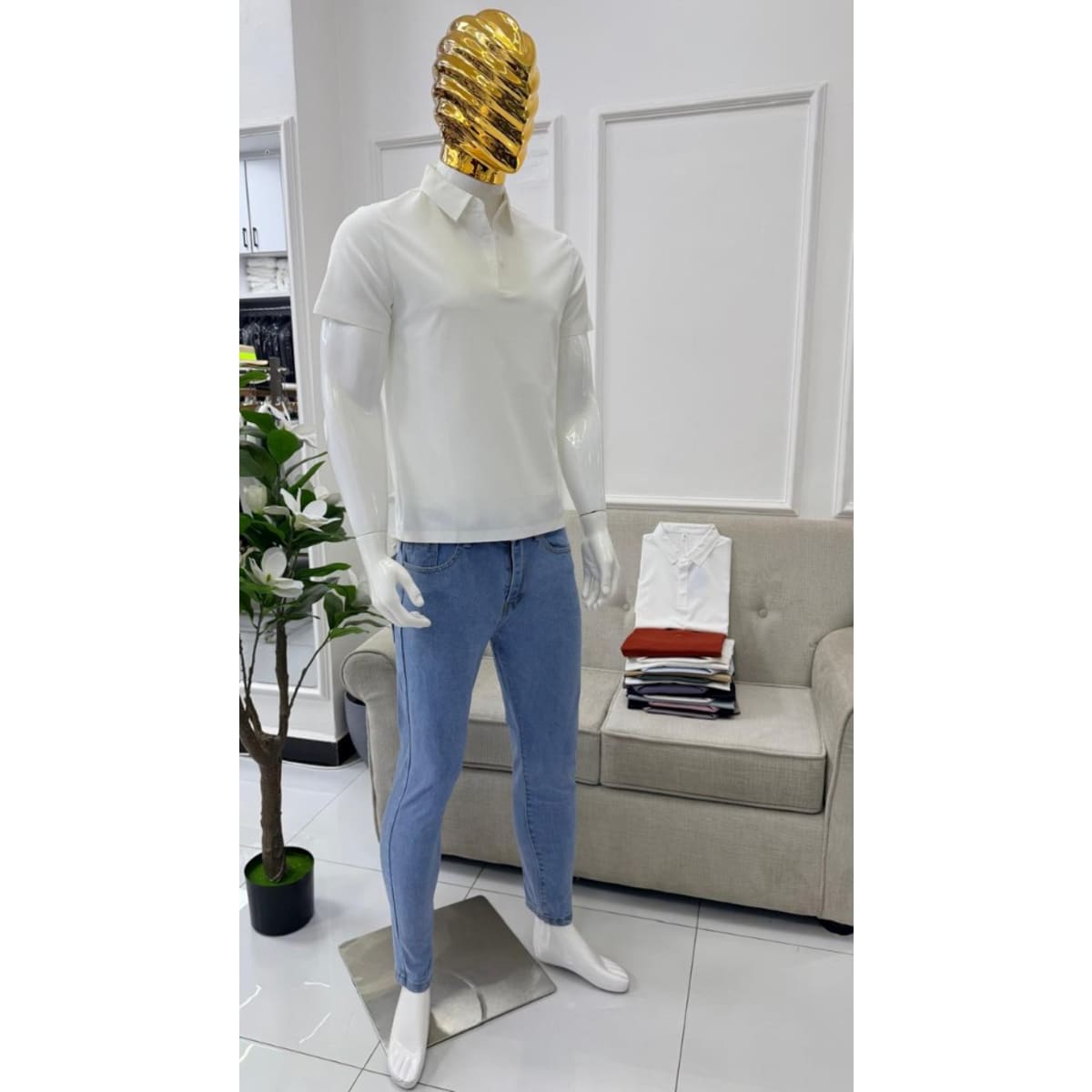 WHITE CLASSIC KNITTED POLO