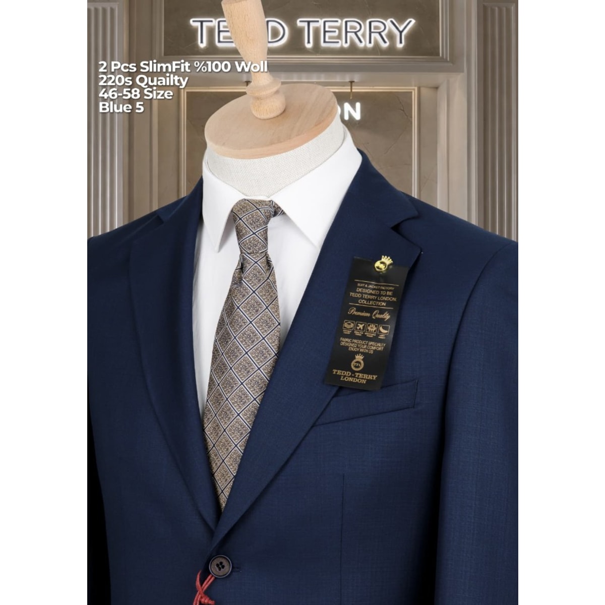 TEDD TERRY LONDON BLUE 5 SLIM-FIT WOOL TWO-PIECE SUIT