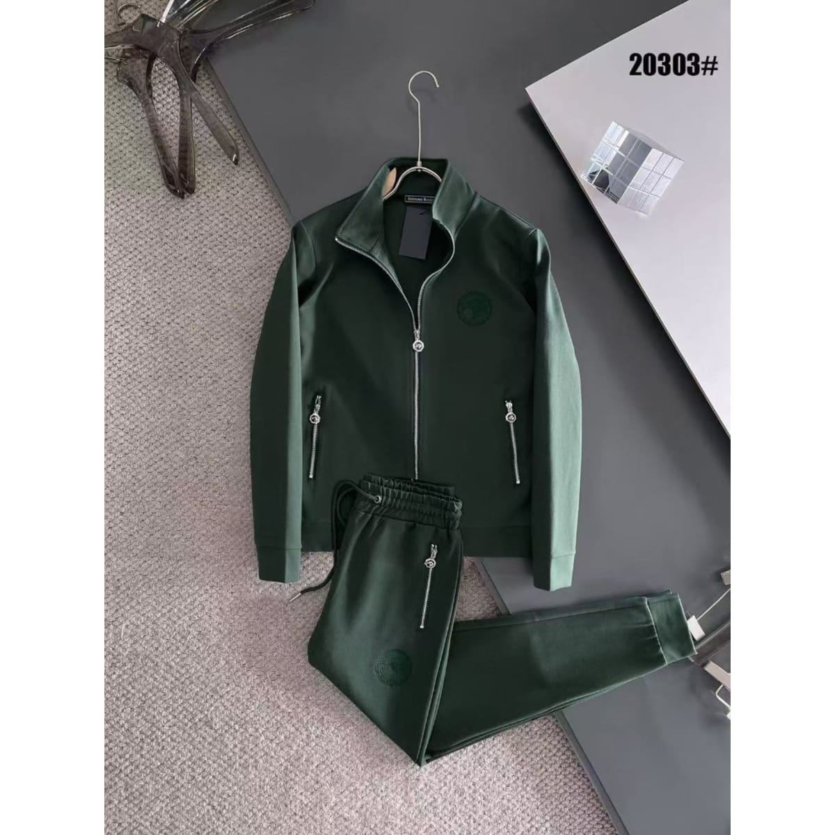 STEFANO RICCI DARK GREEN TRACKSUIT SET