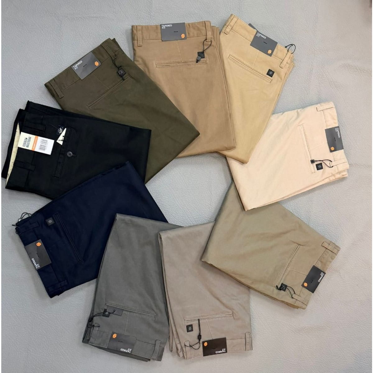 OLIVE GREEN TAPERED FIT KHAKI TROUSERS