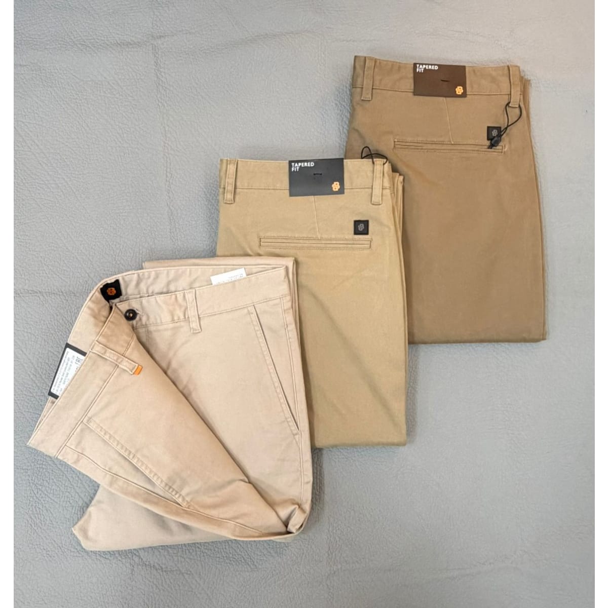 LIGHT KHAKI BEIGE TAPERED FIT KHAKI TROUSERS