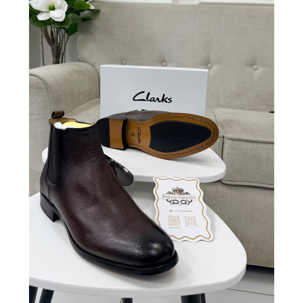 Clarks Dark Brown Leather Chelsea Boots