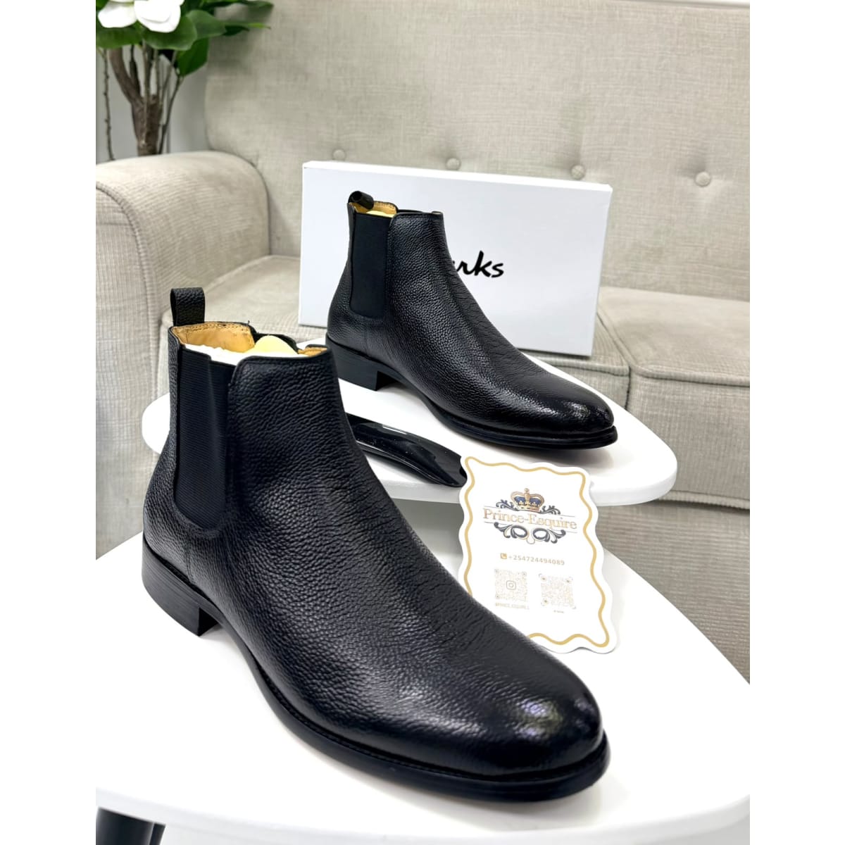 Men's Black Pebbled Leather Chelsea Boots