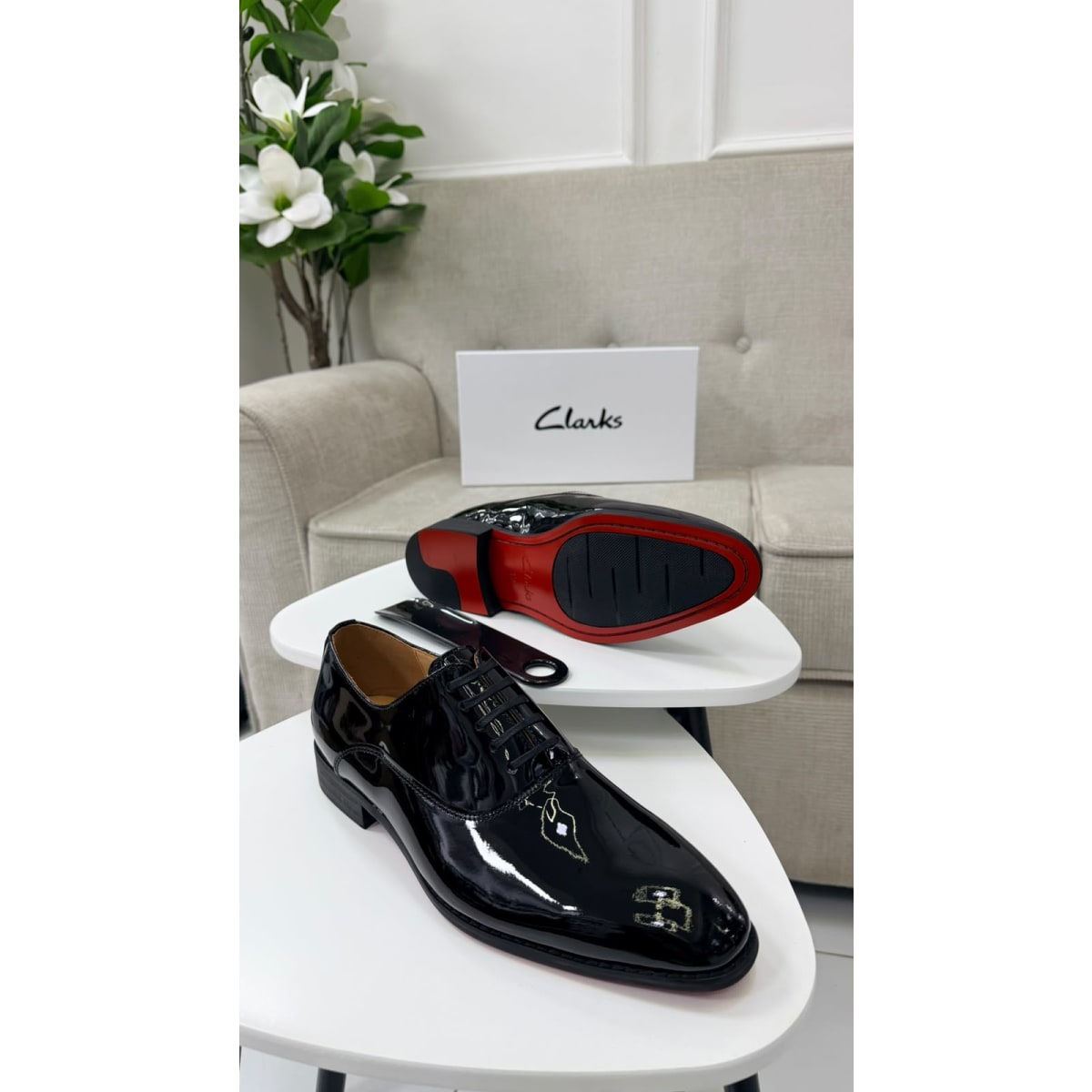 Clarks Black Patent Leather Oxford Shoes