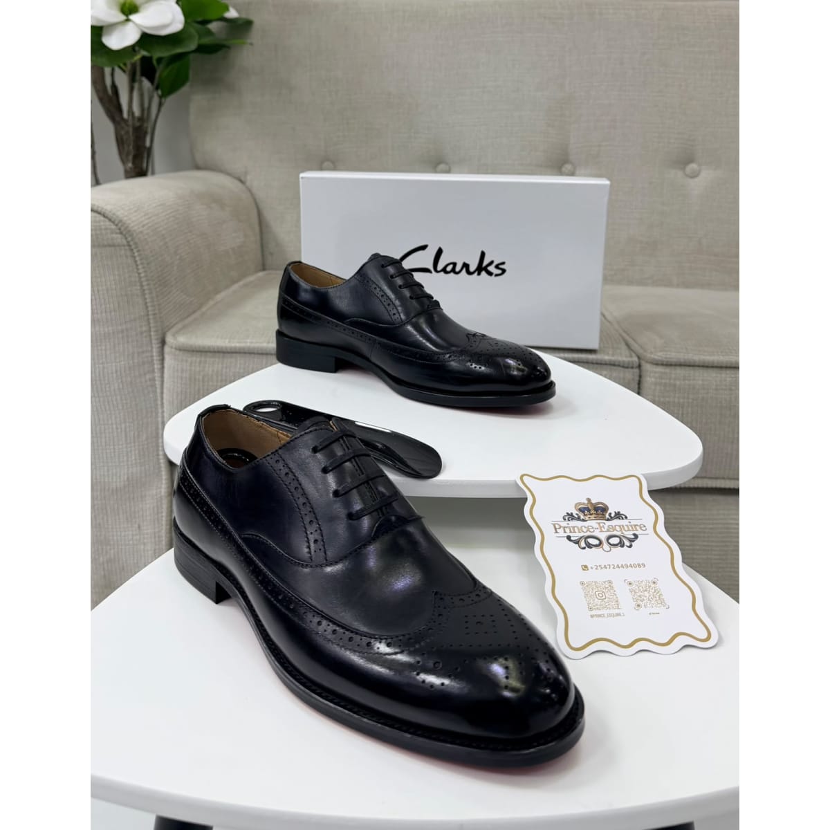 Clarks Black Leather Wingtip Brogue Oxford Shoes