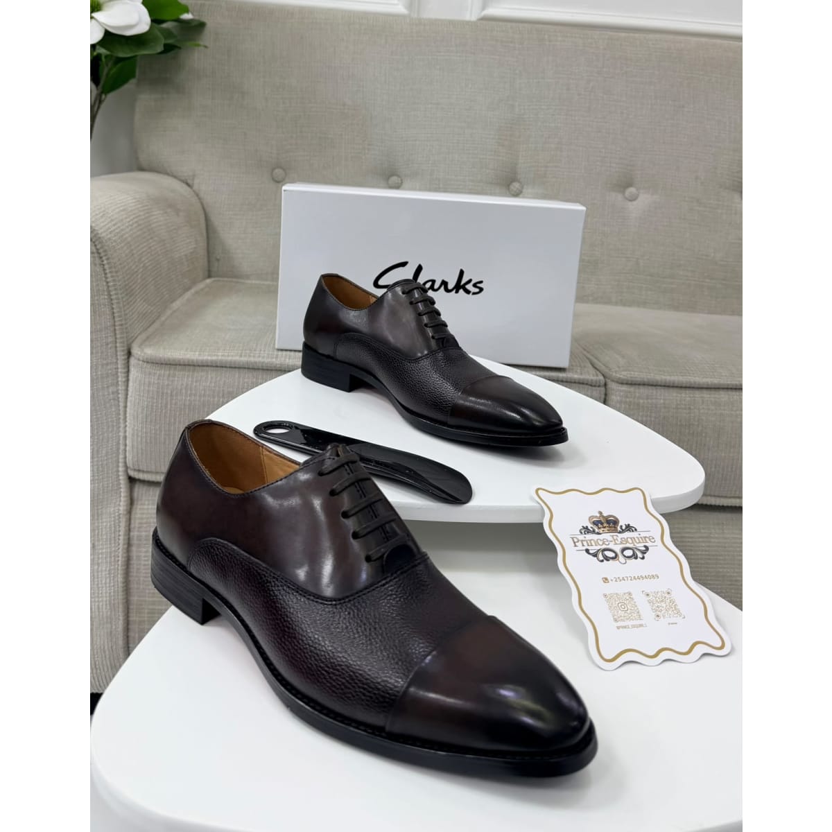 Clarks Dark Brown Leather Cap Toe Oxford Shoes