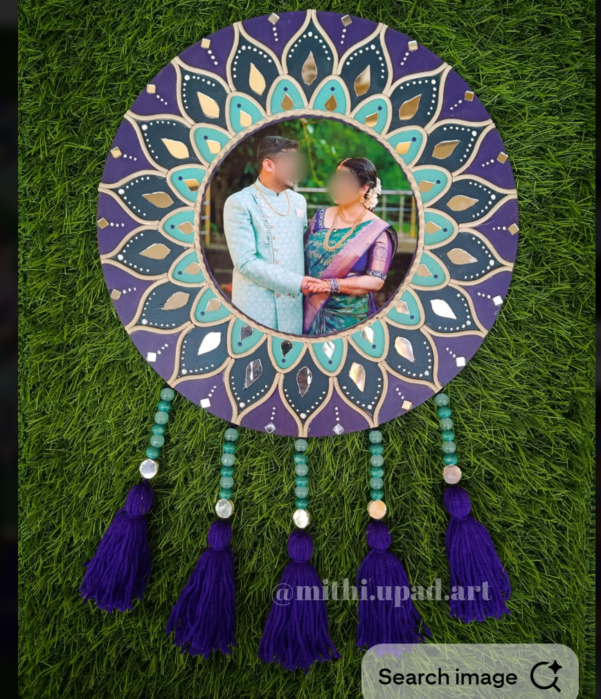 Mandala Tassel Round Photo Frame – Purple & Teal