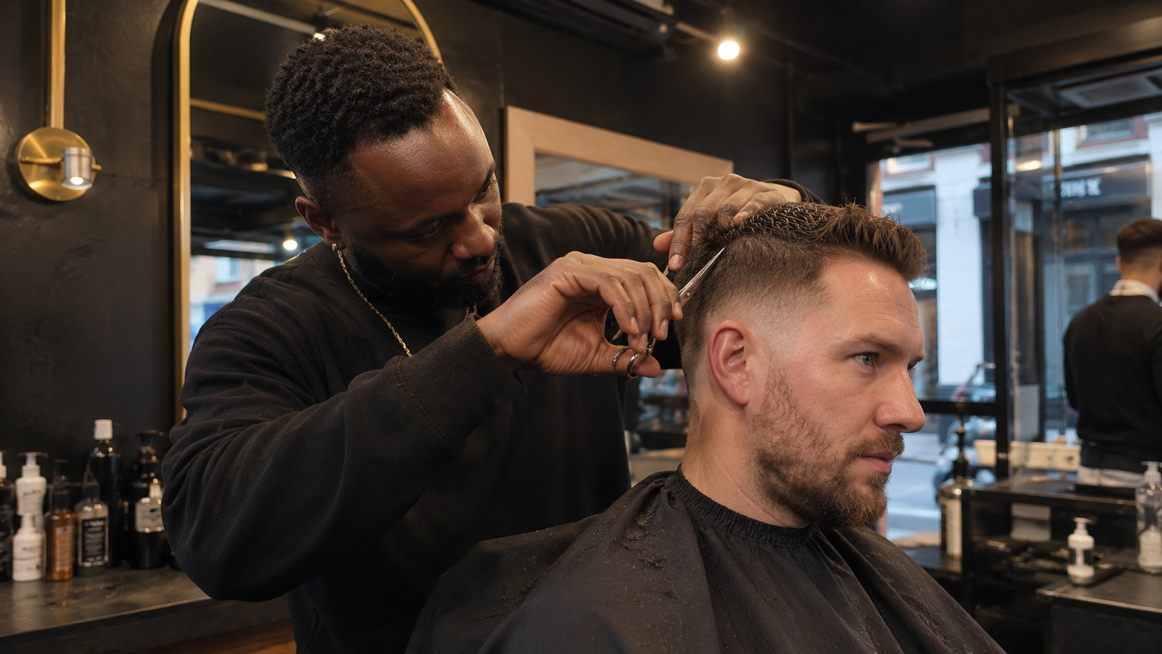 Classic scissor haircut and flawless beard trimming by our master barbers